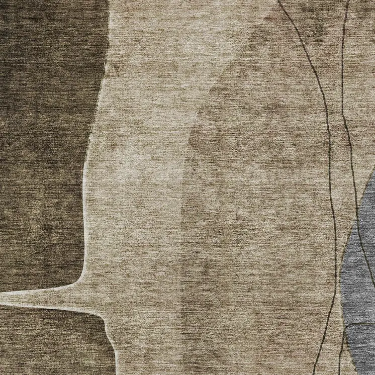 3' X 5' Brown Taupe And Beige Abstract Washable Indoor Outdoor Area Rug