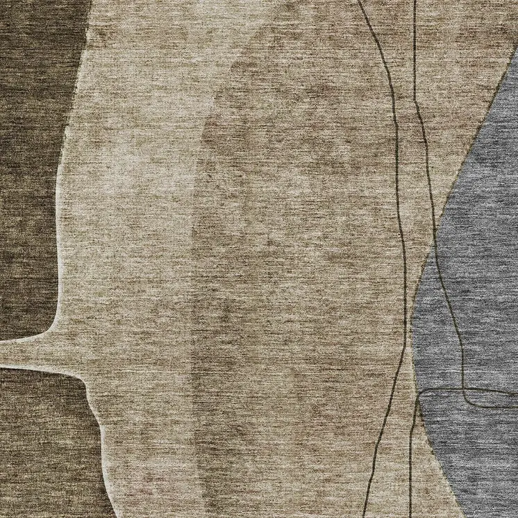5' X 8' Brown Taupe And Beige Abstract Washable Indoor Outdoor Area Rug