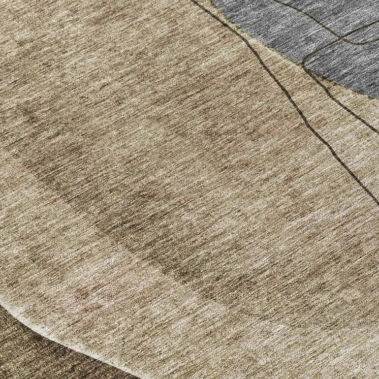 8' Brown Taupe And Beige Round Abstract Washable Indoor Outdoor Area Rug