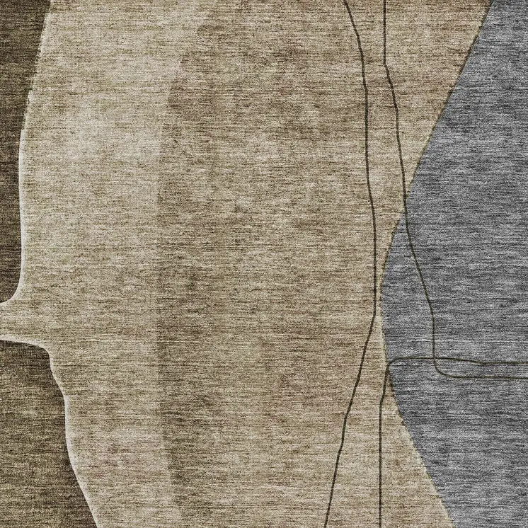 8' X 10' Brown Taupe And Beige Abstract Washable Indoor Outdoor Area Rug