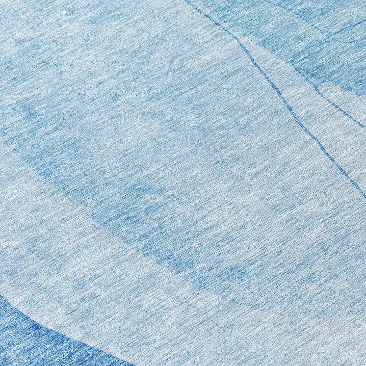 8' Denim Blue And Sky Blue Round Abstract Washable Indoor Outdoor Area Rug