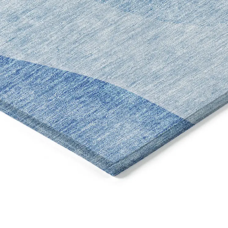 8' X 10' Denim Blue And Sky Blue Abstract Washable Indoor Outdoor Area Rug