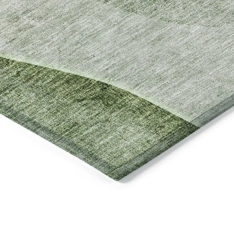 10' X 14' Olive Green And Gray Abstract Washable Indoor Outdoor Area Rug