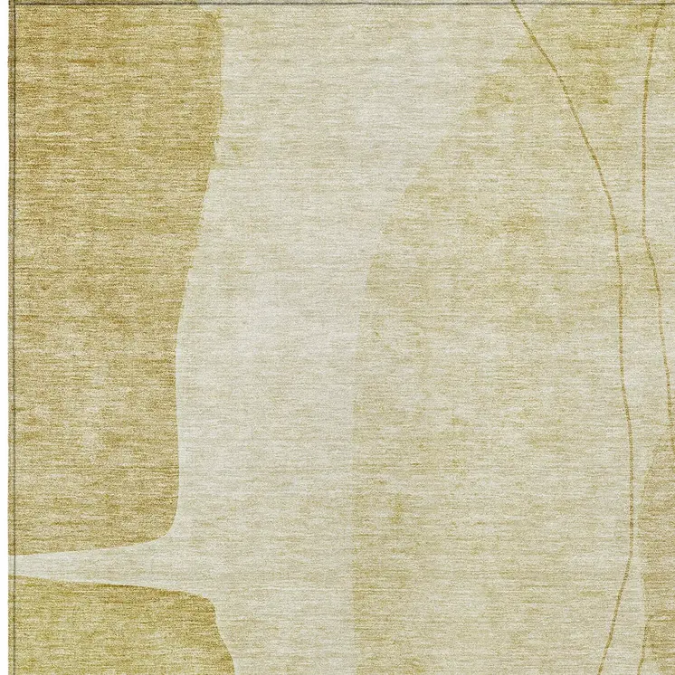 3' X 5' Gold Wheat And Beige Abstract Washable Indoor Outdoor Area Rug