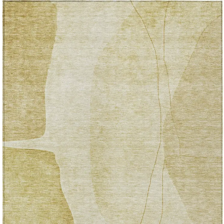 5' X 8' Gold Wheat And Beige Abstract Washable Indoor Outdoor Area Rug