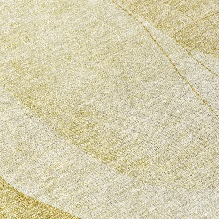 8' Gold Wheat And Beige Round Abstract Washable Indoor Outdoor Area Rug