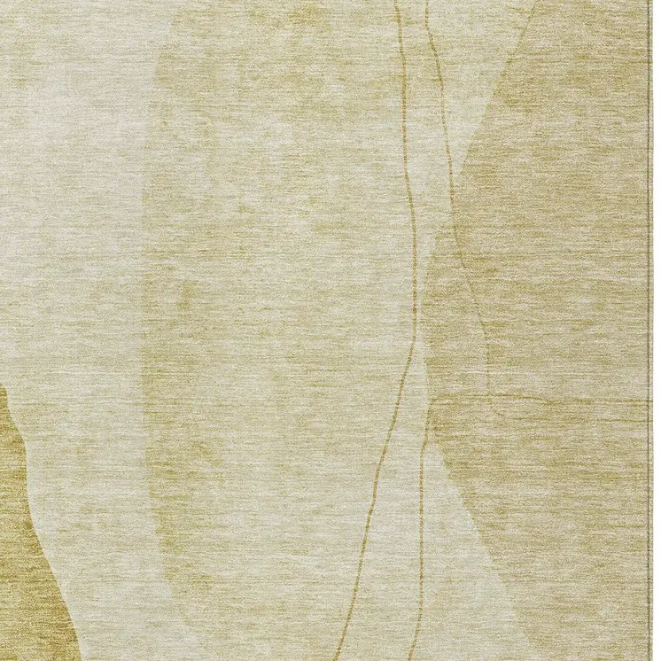 9' X 12' Gold Wheat And Beige Abstract Washable Indoor Outdoor Area Rug