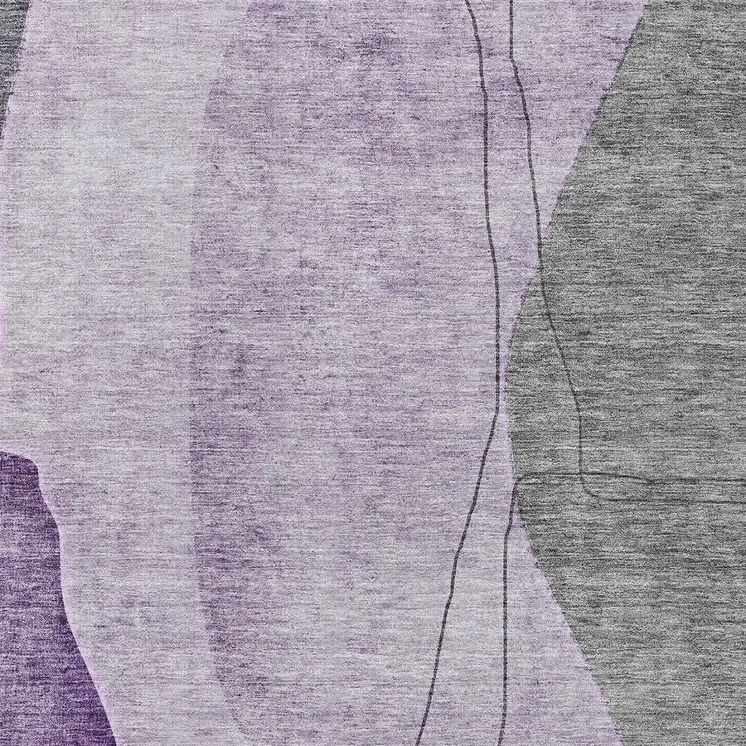 9' X 12' Purple Eggplant And Gray Abstract Washable Indoor Outdoor Area Rug