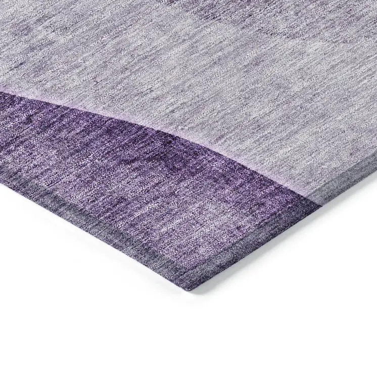 10' X 14' Purple Eggplant And Gray Abstract Washable Indoor Outdoor Area Rug
