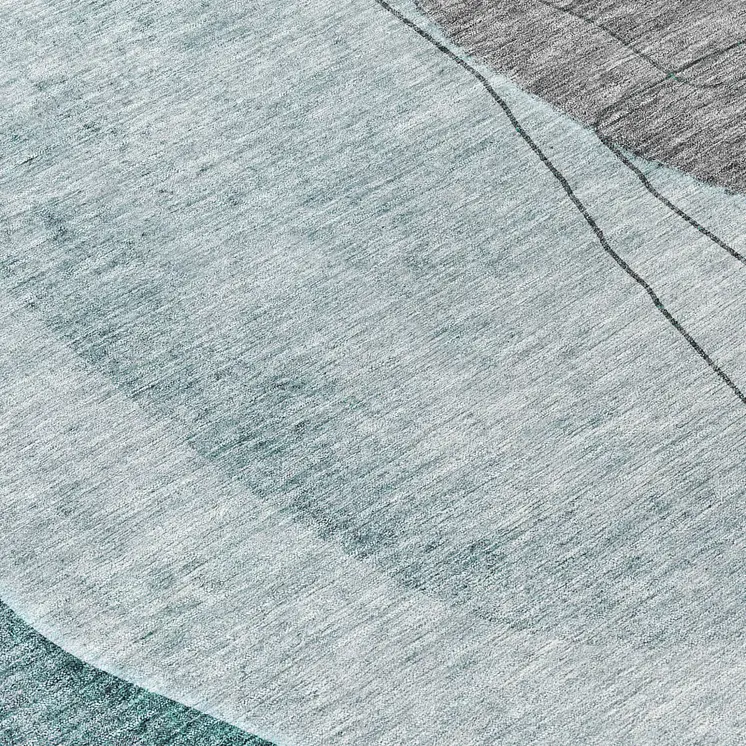 8' Teal Blue Aqua And Gray Round Abstract Washable Indoor Outdoor Area Rug