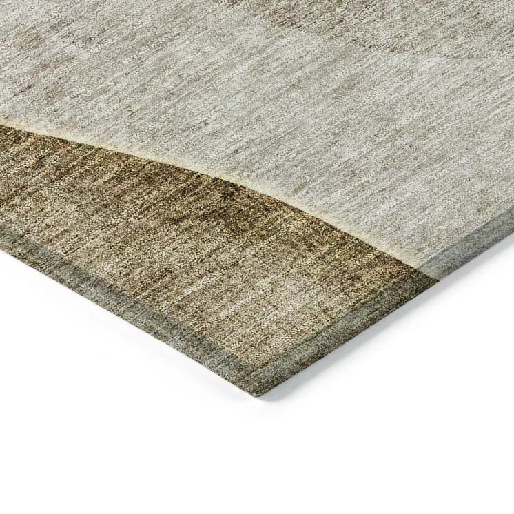 5' X 8' Taupe Beige And Gray Abstract Washable Indoor Outdoor Area Rug