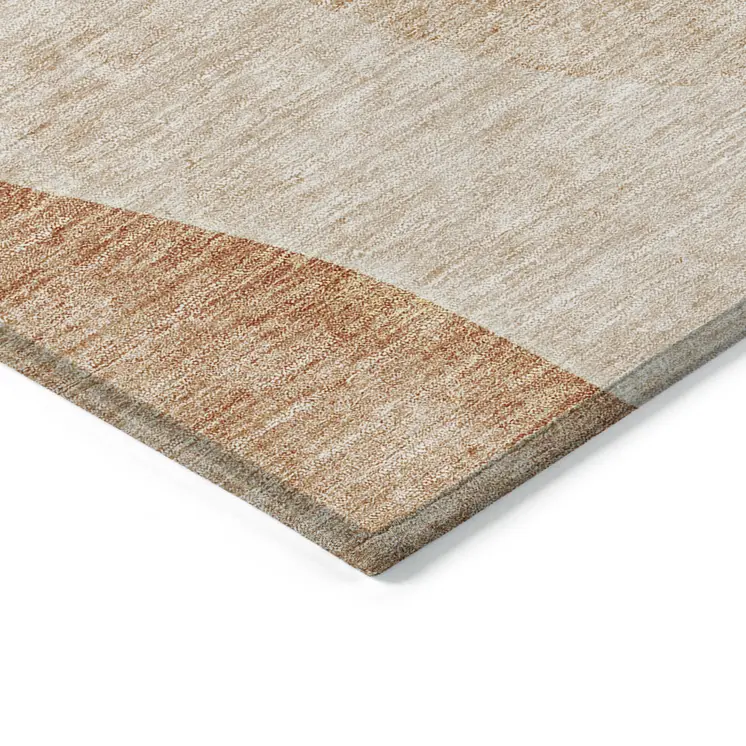 9' X 12' Terra Cotta Orange And Copper Abstract Washable Indoor Outdoor Area Rug