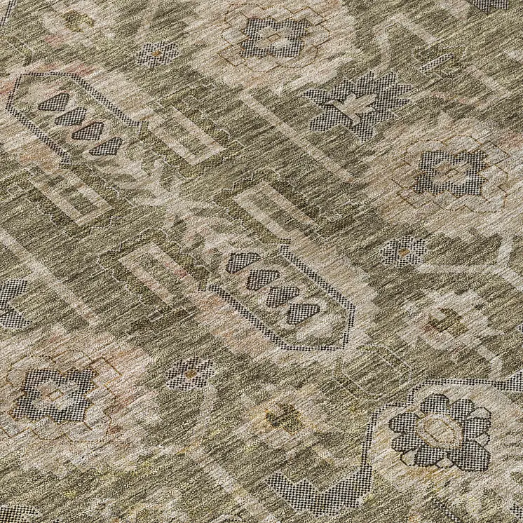 3' X 5' Brown Gray And Charcoal Oriental Washable Indoor Outdoor Area Rug