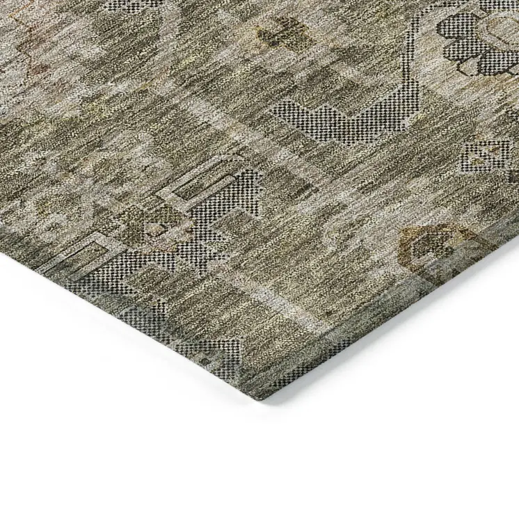 10' X 14' Brown Gray And Charcoal Oriental Washable Indoor Outdoor Area Rug