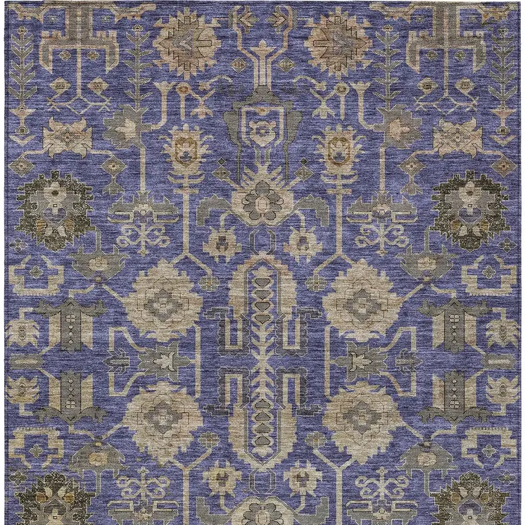 10' X 14' Purple Beige And Taupe Oriental Washable Indoor Outdoor Area Rug