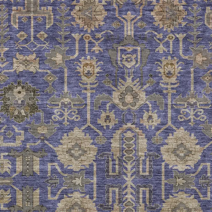 10' X 14' Purple Beige And Taupe Oriental Washable Indoor Outdoor Area Rug
