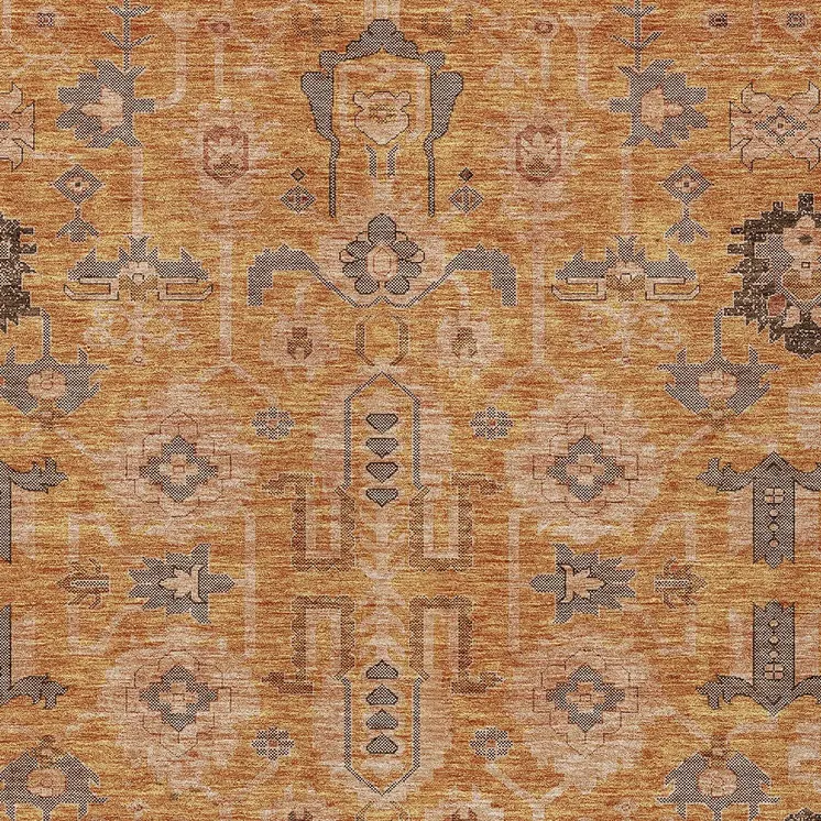 10' X 14' Terra Cotta Beige And Gray Oriental Washable Indoor Outdoor Area Rug
