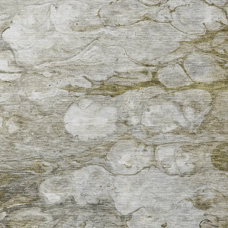 3' X 5' Brown Taupe And Ivory Abstract Washable Indoor Outdoor Area Rug