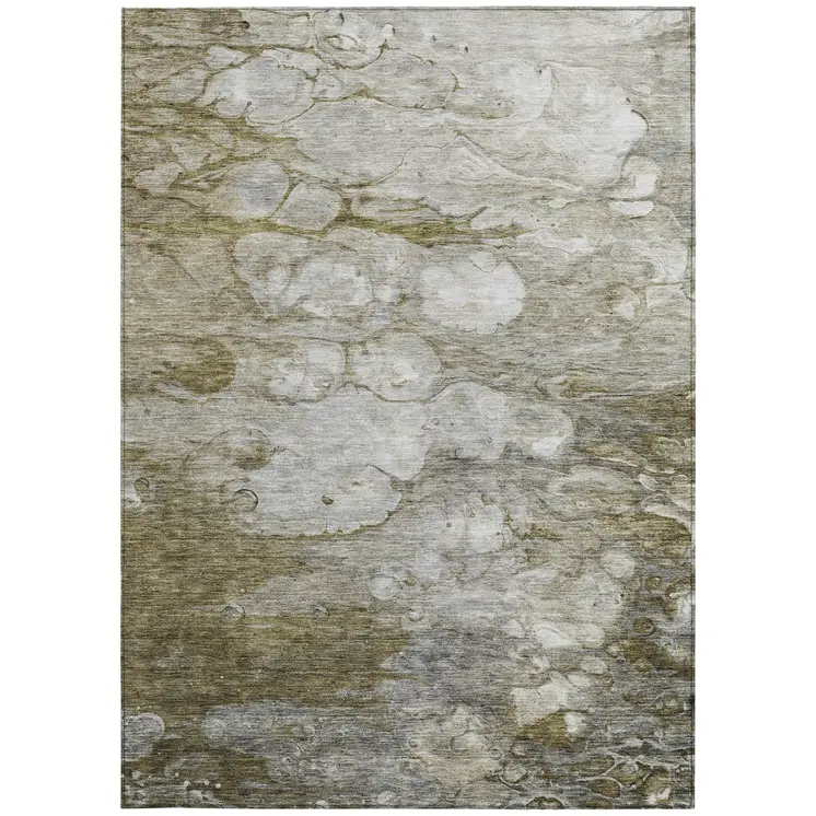 5' X 8' Brown Taupe And Ivory Abstract Washable Indoor Outdoor Area Rug