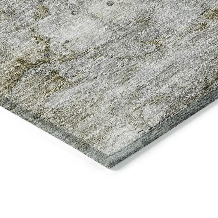 5' X 8' Brown Taupe And Ivory Abstract Washable Indoor Outdoor Area Rug