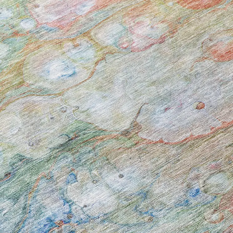 3' X 5' Copper Blue And Artichoke Green Abstract Washable Indoor Outdoor Area Rug