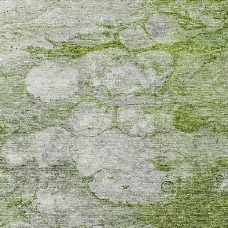 3' X 5' Olive Green And Gray Abstract Washable Indoor Outdoor Area Rug