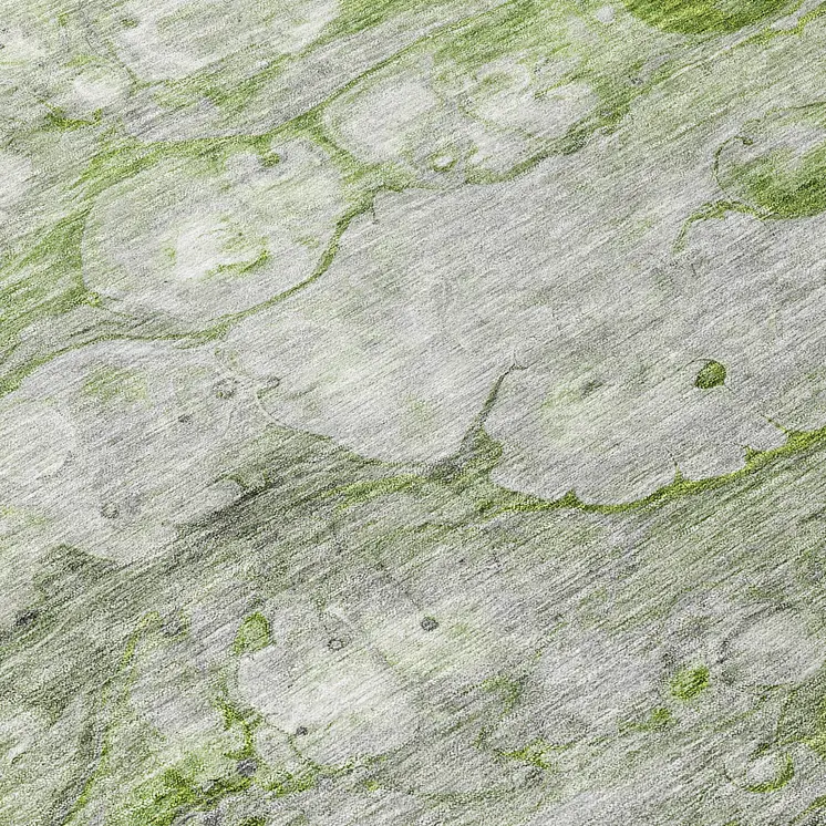 8' Olive Green And Gray Round Abstract Washable Indoor Outdoor Area Rug
