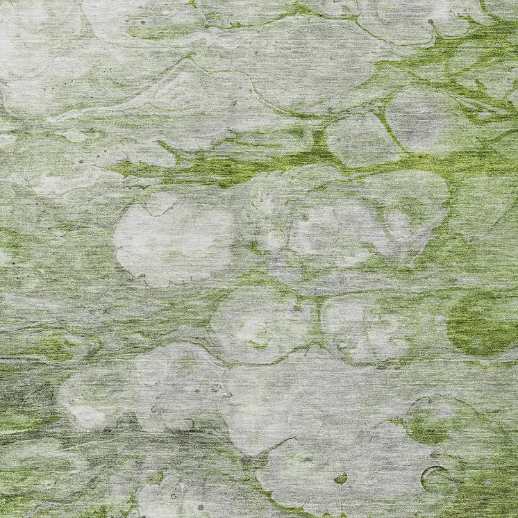 8' X 10' Olive Green And Gray Abstract Washable Indoor Outdoor Area Rug