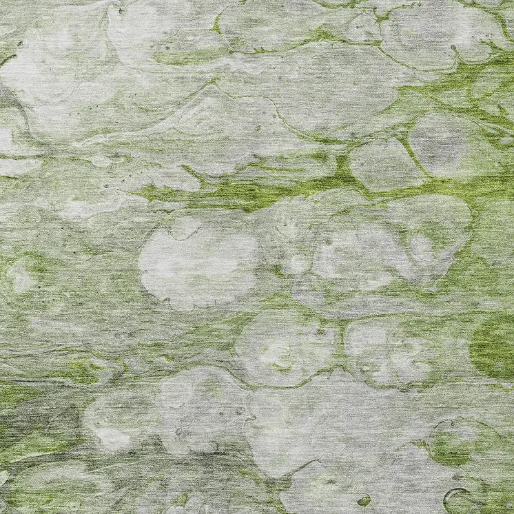 9' X 12' Olive Green And Gray Abstract Washable Indoor Outdoor Area Rug