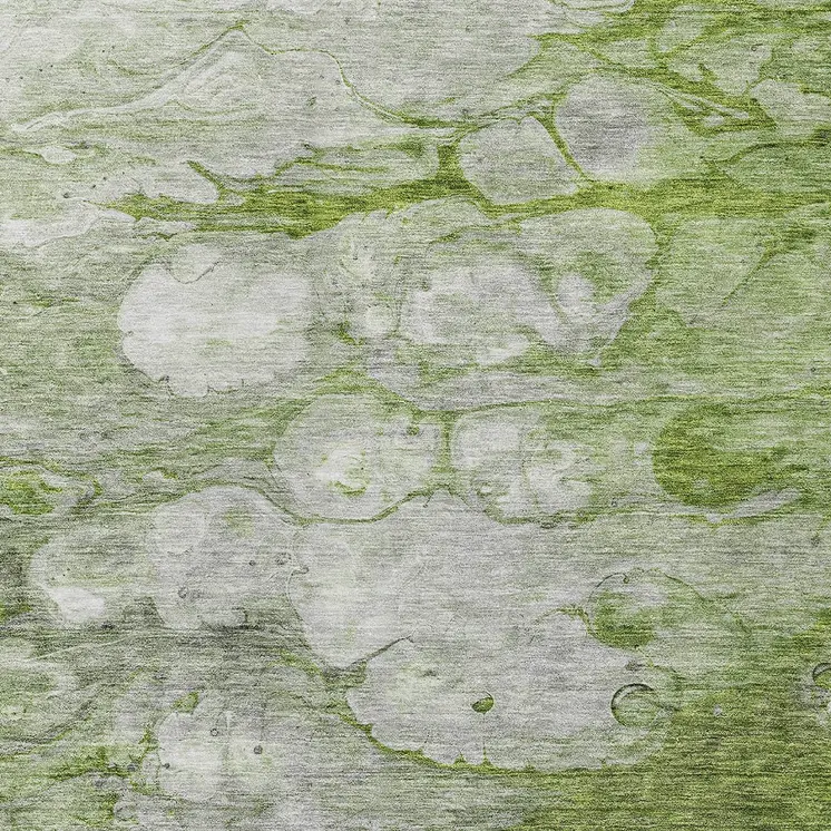 10' X 14' Olive Green And Gray Abstract Washable Indoor Outdoor Area Rug