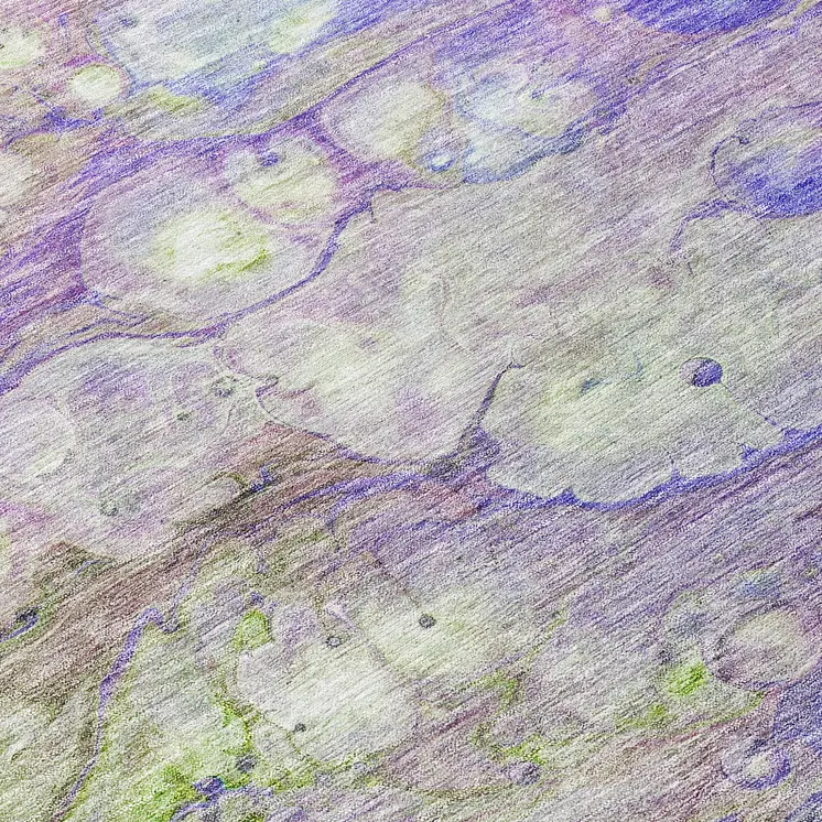 3' X 5' Purple Lilac And Artichoke Green Abstract Washable Indoor Outdoor Area Rug