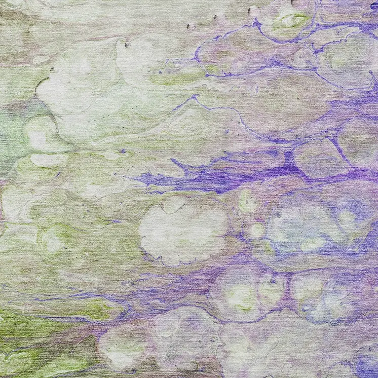10' X 14' Purple Lilac And Artichoke Green Abstract Washable Indoor Outdoor Area Rug