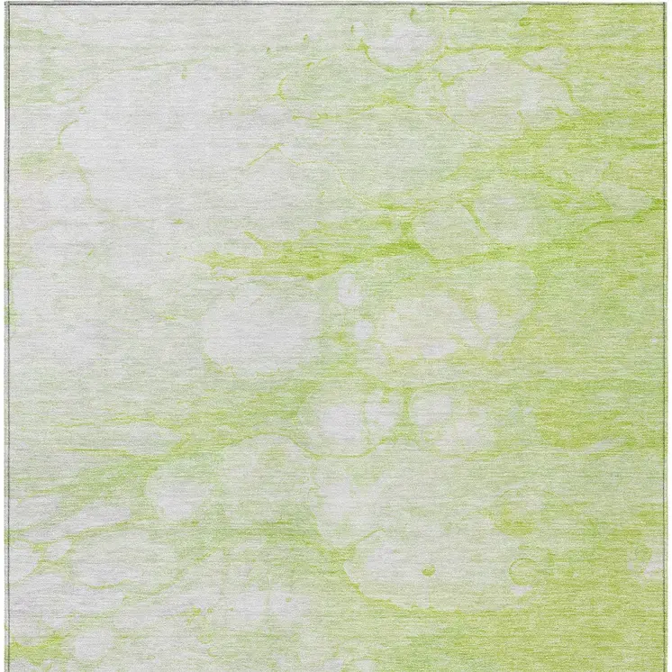 5' X 8' Artichoke Green And Ivory Abstract Washable Indoor Outdoor Area Rug