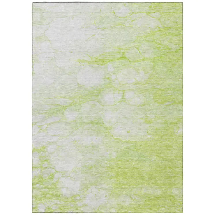 5' X 8' Artichoke Green And Ivory Abstract Washable Indoor Outdoor Area Rug