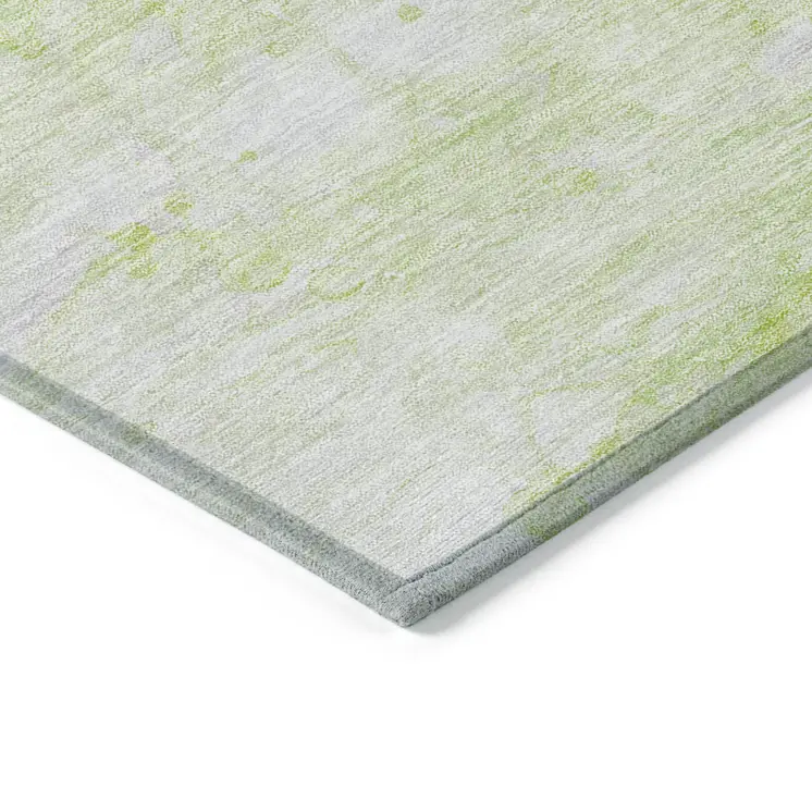 5' X 8' Artichoke Green And Ivory Abstract Washable Indoor Outdoor Area Rug