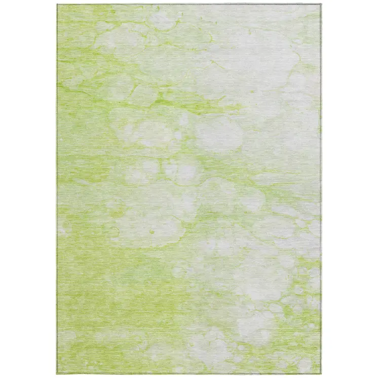 10' X 14' Artichoke Green And Ivory Abstract Washable Indoor Outdoor Area Rug
