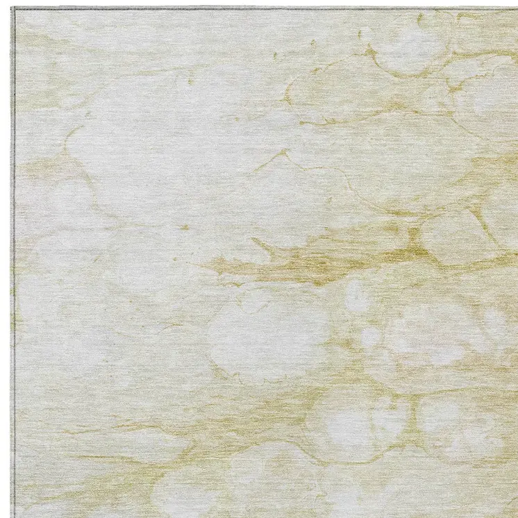5' X 8' Beige Taupe And Artichoke Green Abstract Washable Indoor Outdoor Area Rug