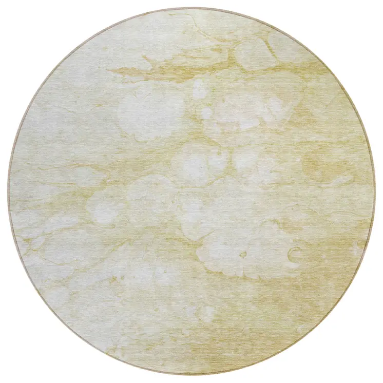 8' Beige Taupe And Artichoke Green Round Abstract Washable Indoor Outdoor Area Rug