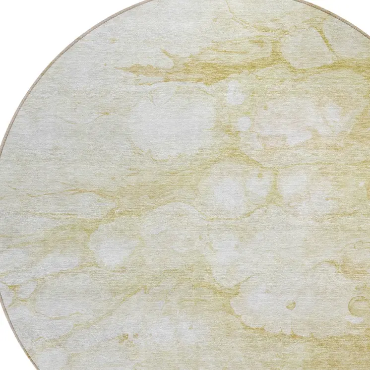 8' Beige Taupe And Artichoke Green Round Abstract Washable Indoor Outdoor Area Rug