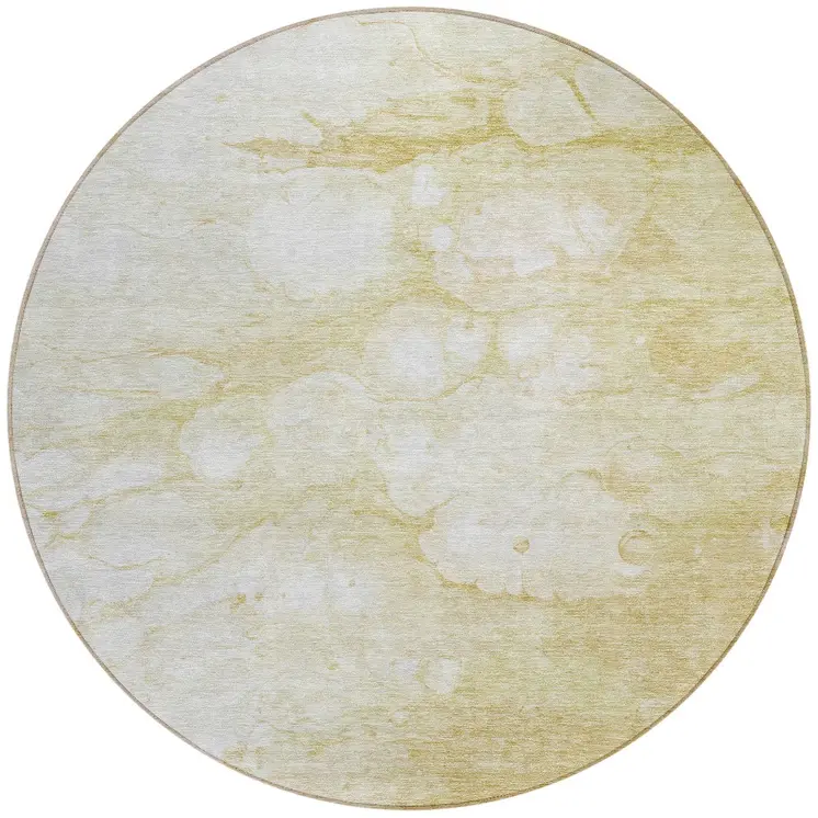 8' Beige Taupe And Artichoke Green Round Abstract Washable Indoor Outdoor Area Rug