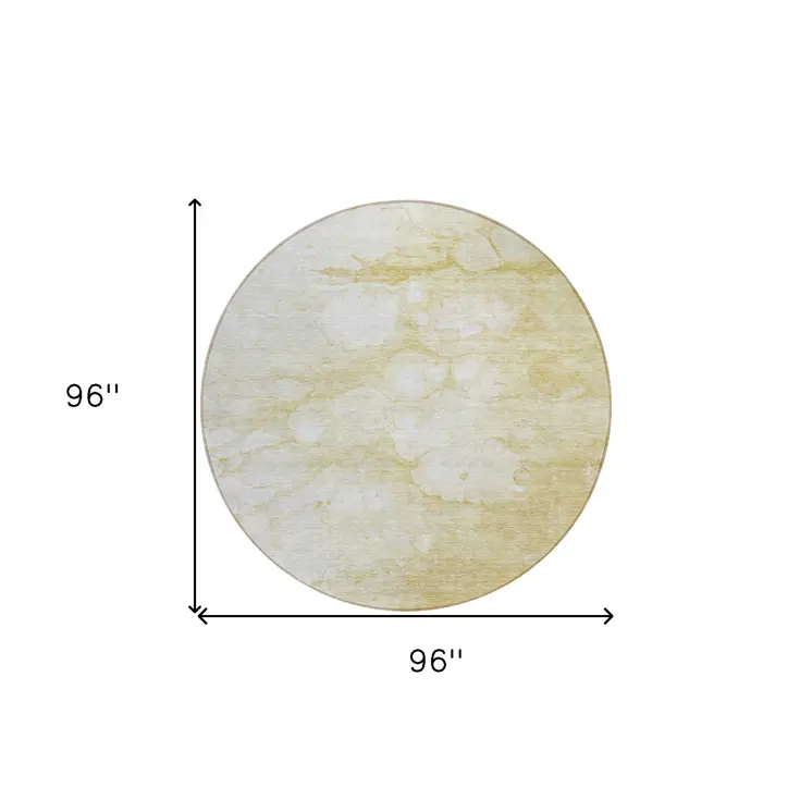 8' Beige Taupe And Artichoke Green Round Abstract Washable Indoor Outdoor Area Rug