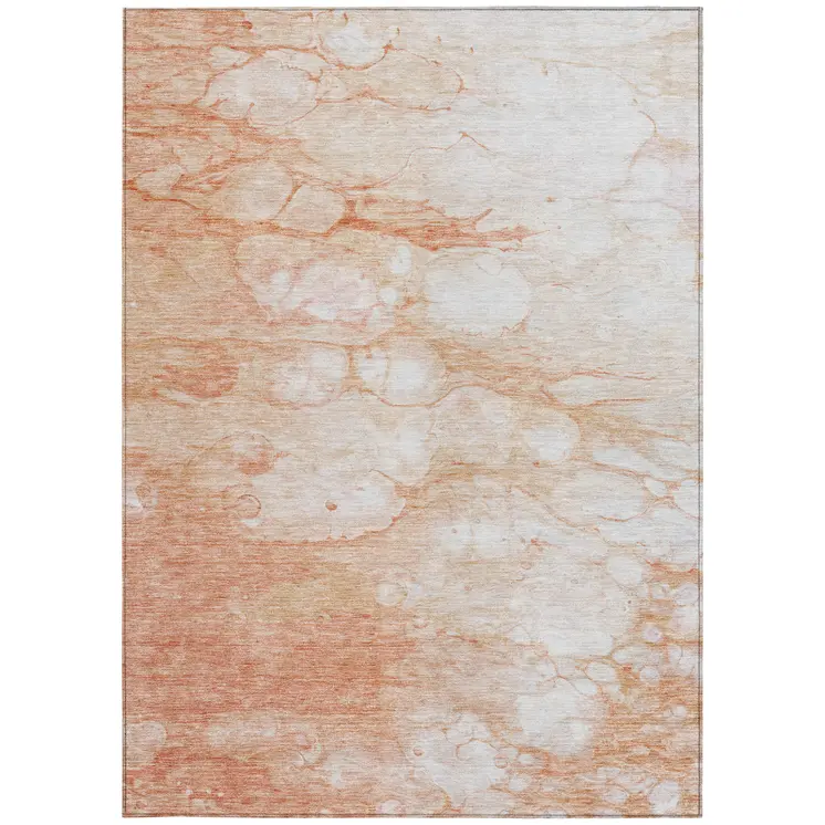 5' X 8' Copper Beige And Silver Abstract Washable Indoor Outdoor Area Rug