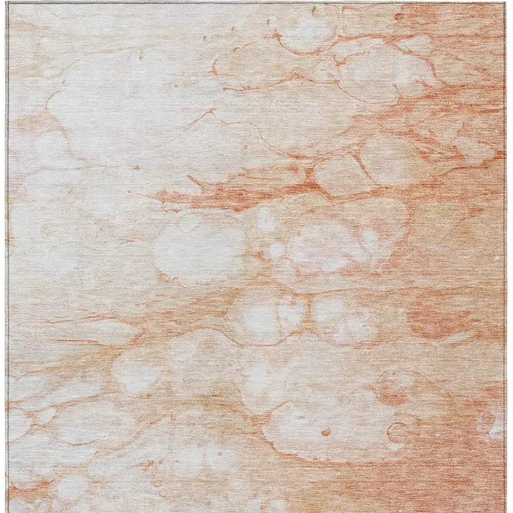 9' X 12' Copper Beige And Silver Abstract Washable Indoor Outdoor Area Rug