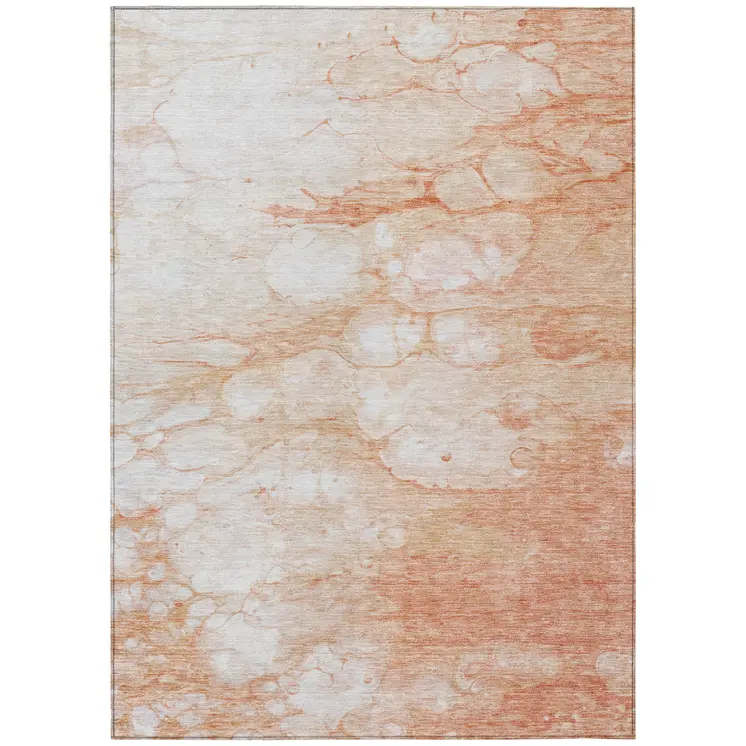9' X 12' Copper Beige And Silver Abstract Washable Indoor Outdoor Area Rug