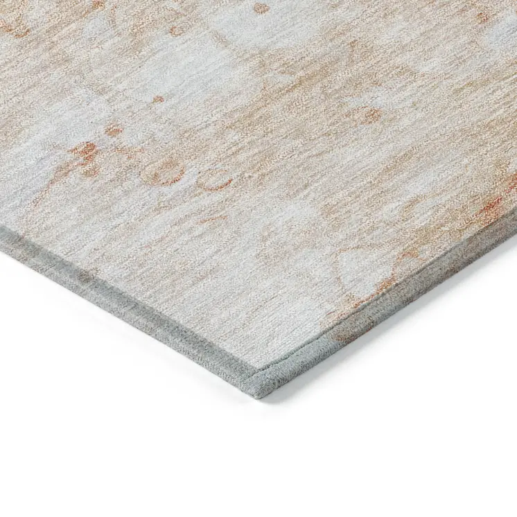 9' X 12' Copper Beige And Silver Abstract Washable Indoor Outdoor Area Rug
