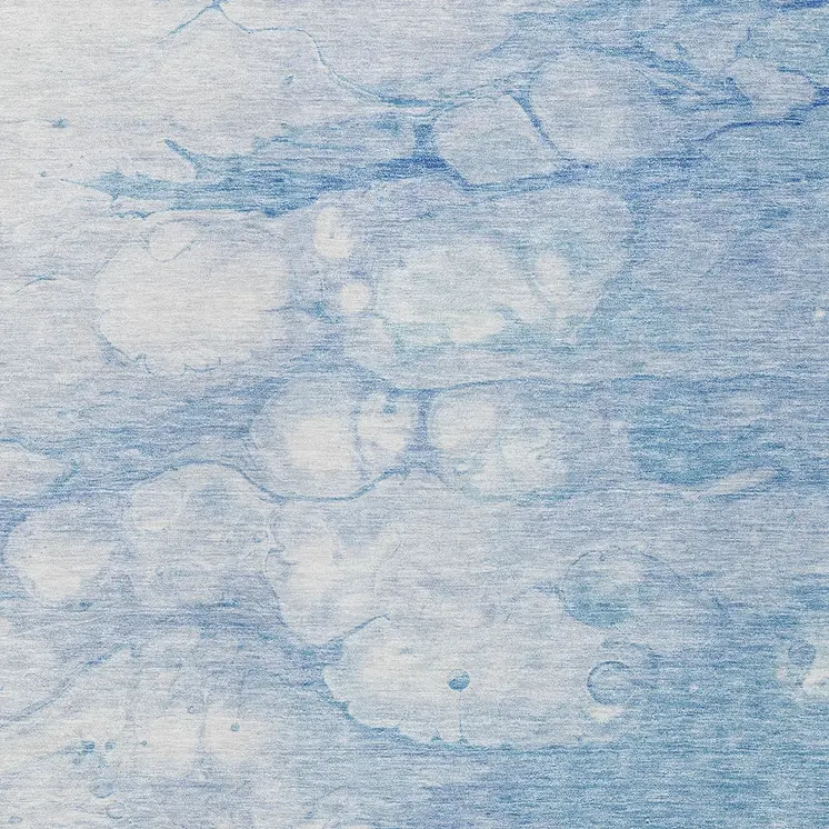 8' X 10' Sky Blue Denim Blue And Silver Abstract Washable Indoor Outdoor Area Rug