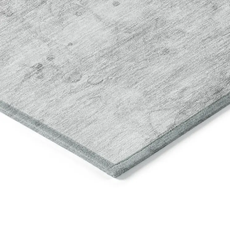 5' X 8' Silver Gray And Ivory Abstract Washable Indoor Outdoor Area Rug