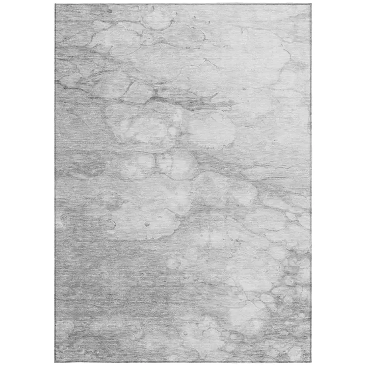 9' X 12' Silver Gray And Ivory Abstract Washable Indoor Outdoor Area Rug