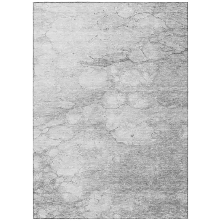 10' X 14' Silver Gray And Ivory Abstract Washable Indoor Outdoor Area Rug