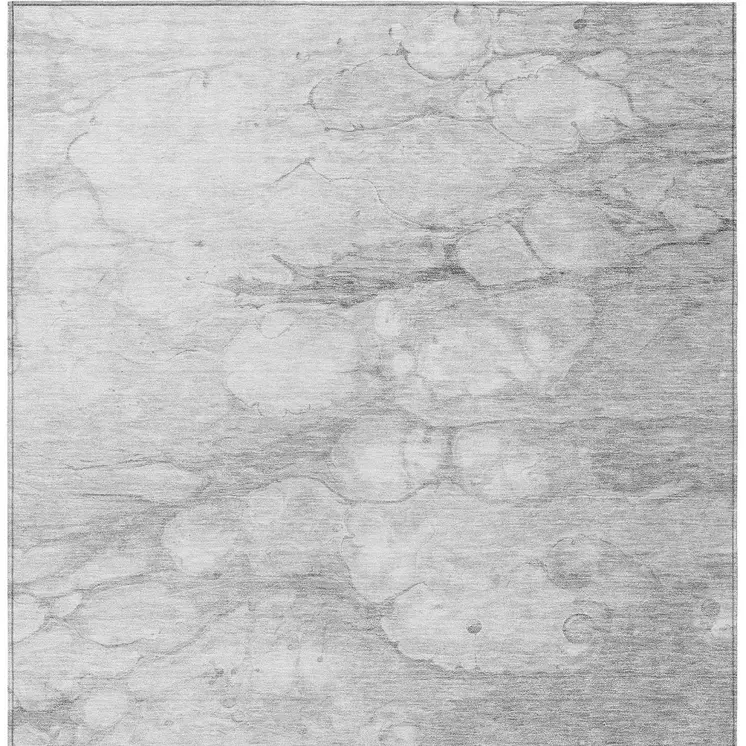 10' X 14' Silver Gray And Ivory Abstract Washable Indoor Outdoor Area Rug
